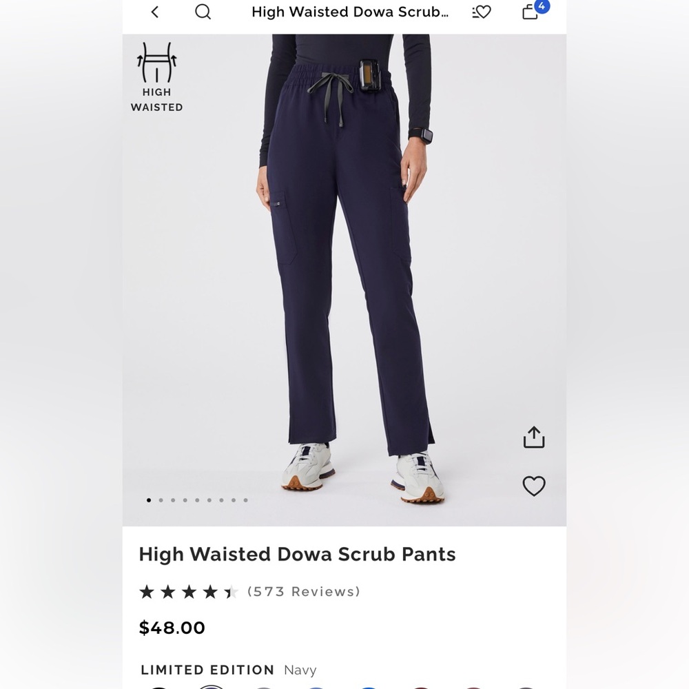 Figs High Waisted Scrub Pants - Navy